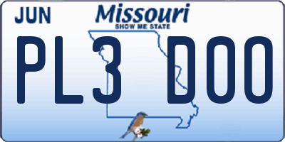 MO license plate PL3D0O