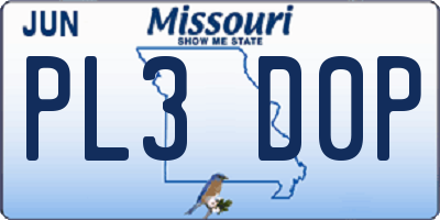 MO license plate PL3D0P