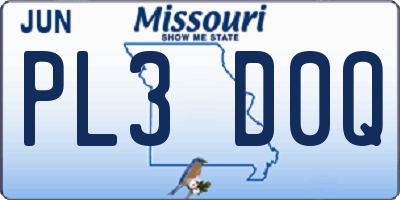 MO license plate PL3D0Q