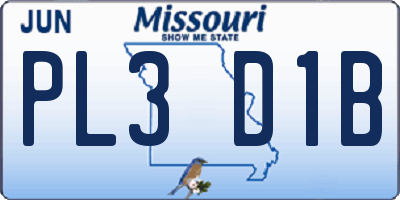 MO license plate PL3D1B