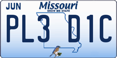 MO license plate PL3D1C