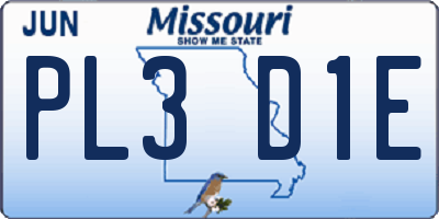 MO license plate PL3D1E