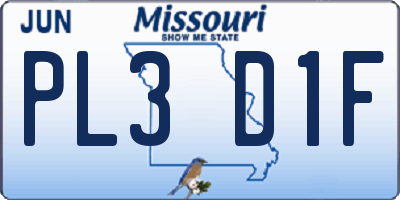MO license plate PL3D1F