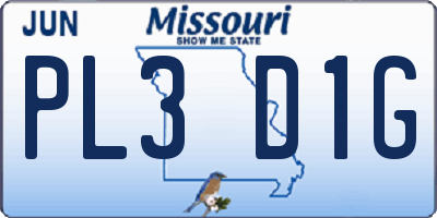 MO license plate PL3D1G