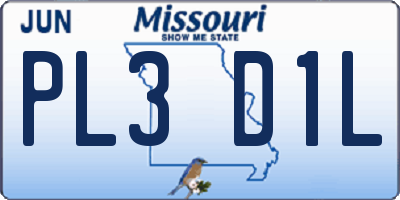 MO license plate PL3D1L