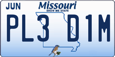 MO license plate PL3D1M