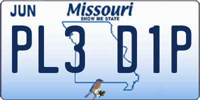 MO license plate PL3D1P