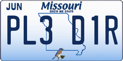 MO license plate PL3D1R