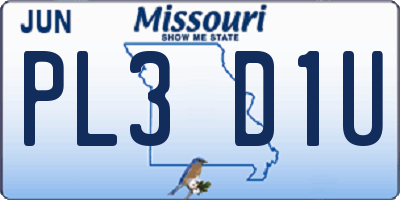 MO license plate PL3D1U