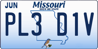 MO license plate PL3D1V