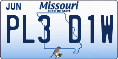 MO license plate PL3D1W