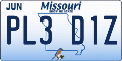 MO license plate PL3D1Z