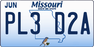 MO license plate PL3D2A