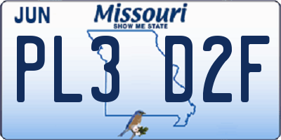 MO license plate PL3D2F
