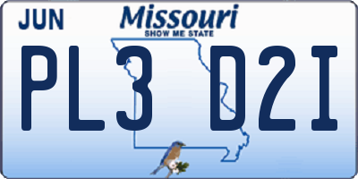 MO license plate PL3D2I