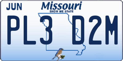 MO license plate PL3D2M