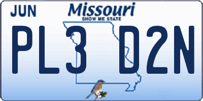 MO license plate PL3D2N