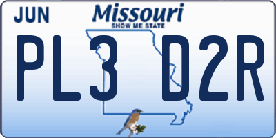 MO license plate PL3D2R