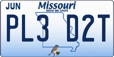 MO license plate PL3D2T