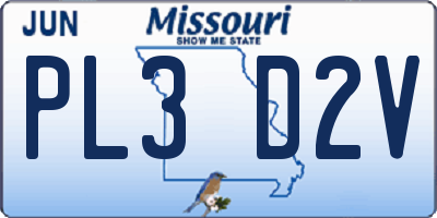 MO license plate PL3D2V