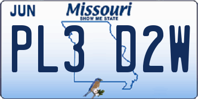 MO license plate PL3D2W