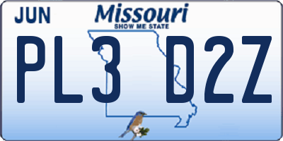 MO license plate PL3D2Z