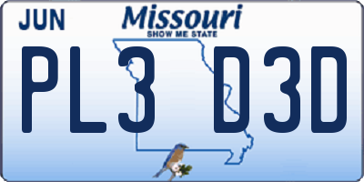 MO license plate PL3D3D