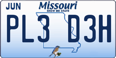 MO license plate PL3D3H