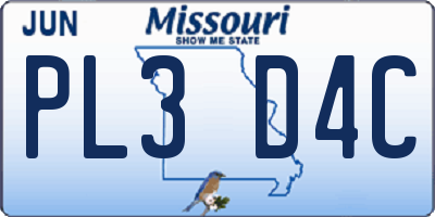 MO license plate PL3D4C