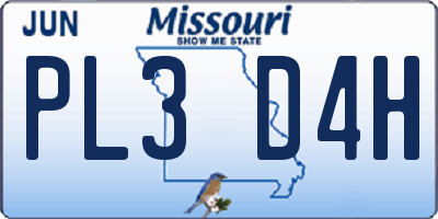 MO license plate PL3D4H