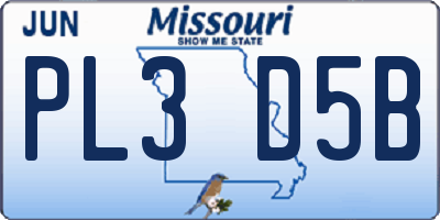 MO license plate PL3D5B