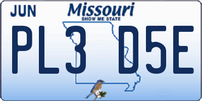 MO license plate PL3D5E