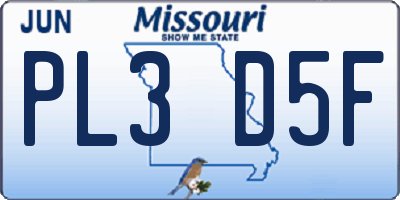 MO license plate PL3D5F