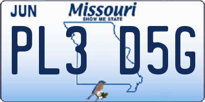 MO license plate PL3D5G