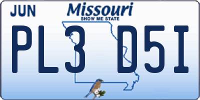 MO license plate PL3D5I