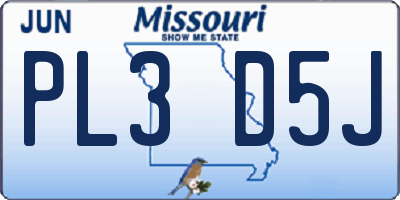 MO license plate PL3D5J