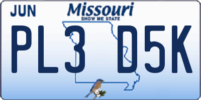 MO license plate PL3D5K