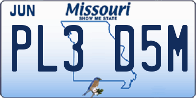 MO license plate PL3D5M