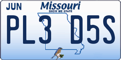 MO license plate PL3D5S