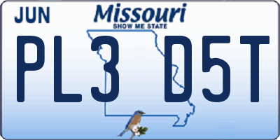 MO license plate PL3D5T