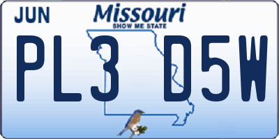 MO license plate PL3D5W