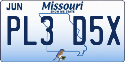 MO license plate PL3D5X