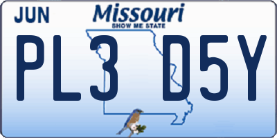 MO license plate PL3D5Y