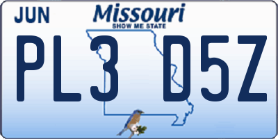 MO license plate PL3D5Z