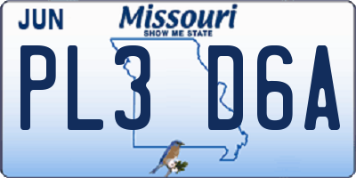 MO license plate PL3D6A