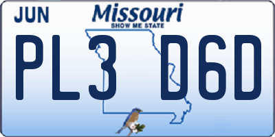 MO license plate PL3D6D