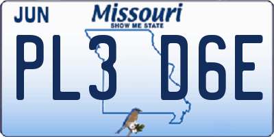 MO license plate PL3D6E