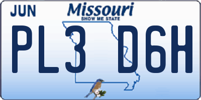 MO license plate PL3D6H