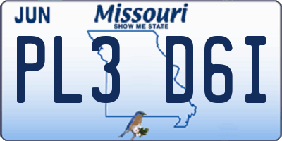 MO license plate PL3D6I