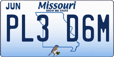 MO license plate PL3D6M